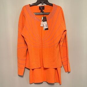 Orange Embellished Knit Set by Kayla